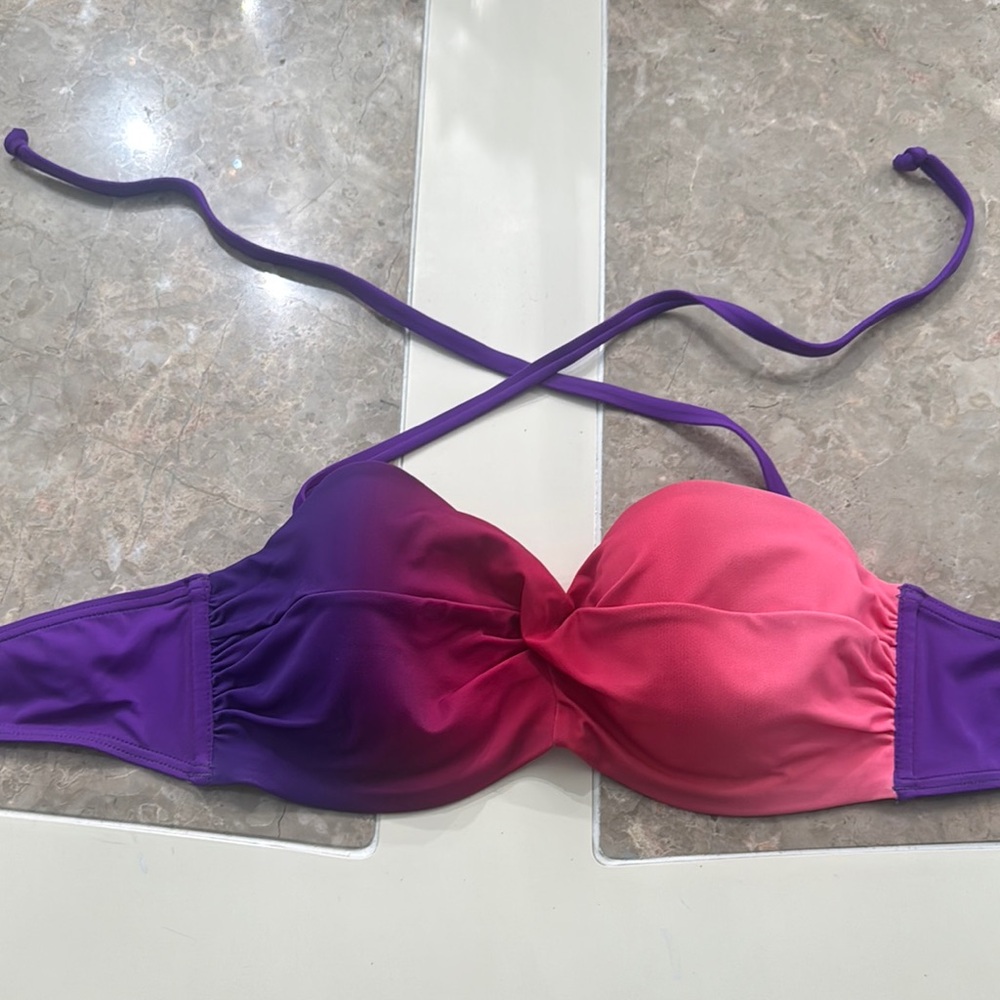 Vibrant Purple and Pink Bikini Top